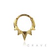 316L SURGICAL STEEL UNICORN TRIPLE CORRUGATED SPIKE FRONT SEPTUM HINGED SEGMENT HOOP RING